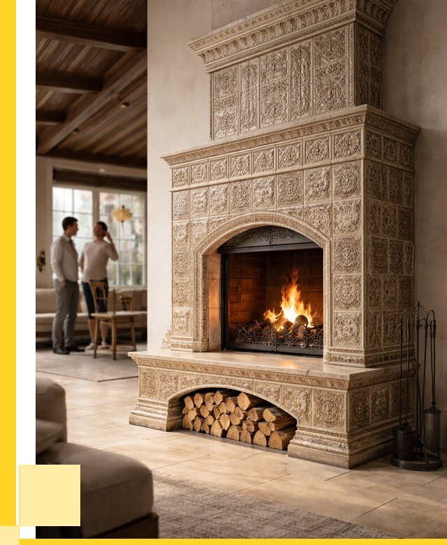 Купить изразцовый камин в Борисоглебске от 260100 р. | ЭриданБрс