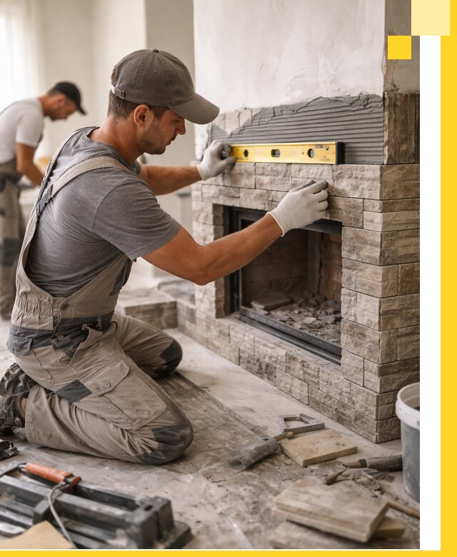 Облицовка каминов в Борисоглебске, монтаж и отделка натуральным камнем