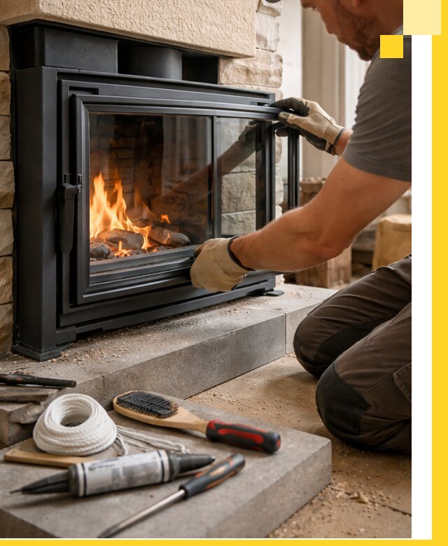 Производство, монтаж и доставка каминов со стеклом в Борисоглебске