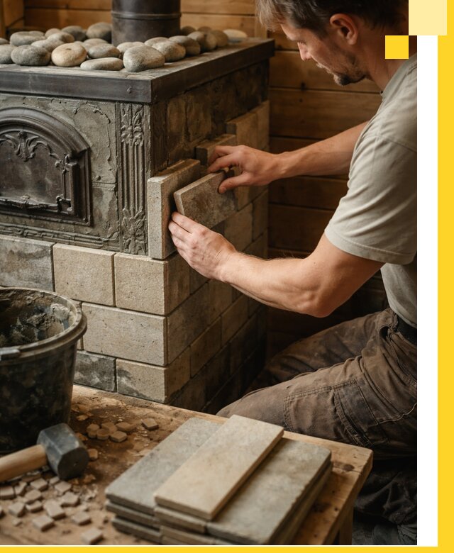 Облицовка банных печей в Борисоглебске профессиональная отделка