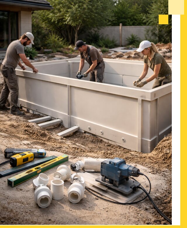 Установка полипропиленовых бассейнов под ключ в Борисоглебске