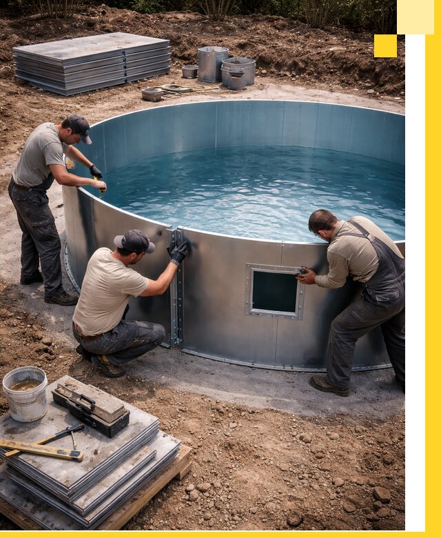 Круглые бассейны под ключ в Борисоглебске проектирование и монтаж