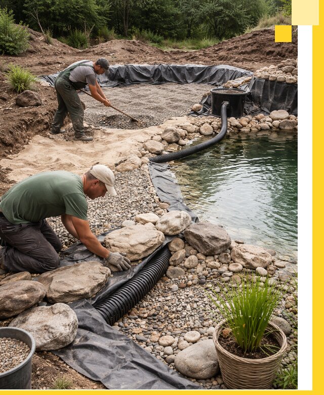 Строительство природных бассейнов и озер в Борисоглебске под ключ