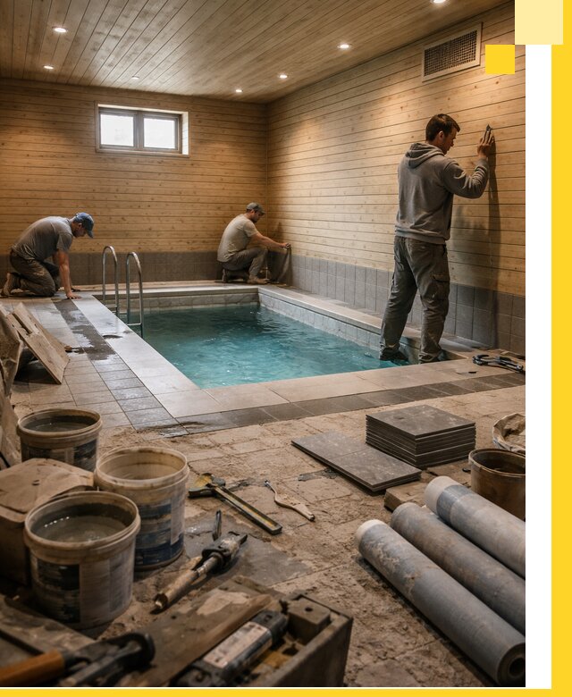 Строительство бани с бассейном и сауной под ключ в Борисоглебске