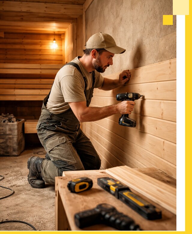 Профессиональная внутренняя отделка бани в Борисоглебске под ключ