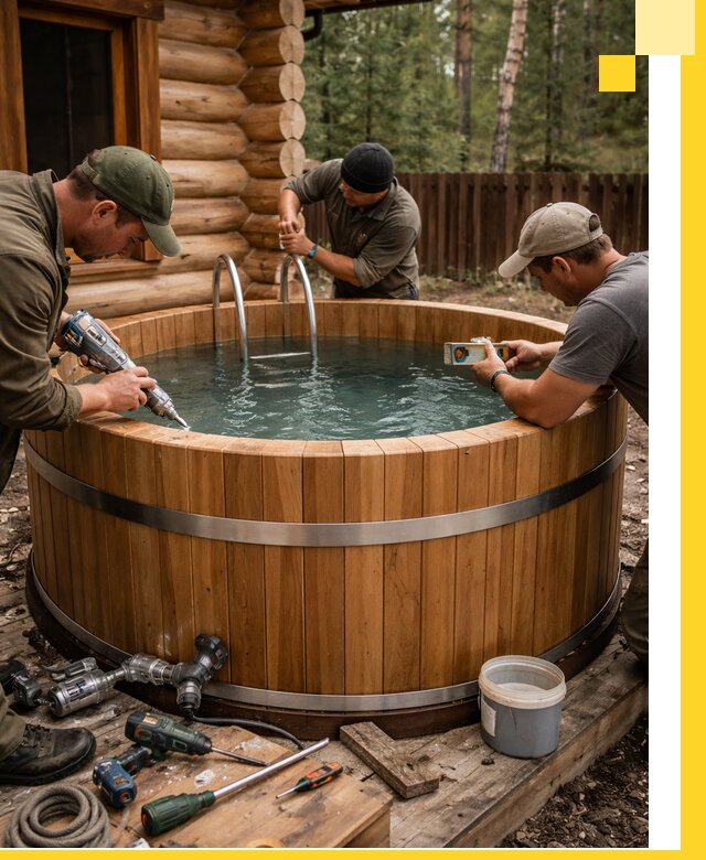 Строительство бань с купелью под ключ и отделкой в Борисоглебске