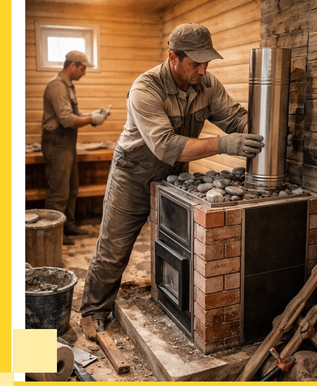 Монтаж печи в бане под ключ в Борисоглебске от 20808 р. | ЭриданБрс