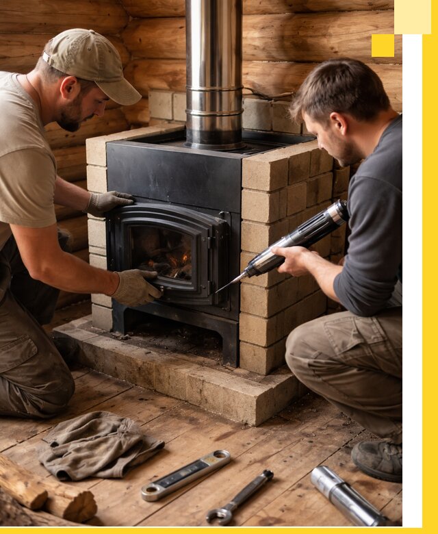 Монтаж и установка печи в бане под ключ с гарантией в Борисоглебске