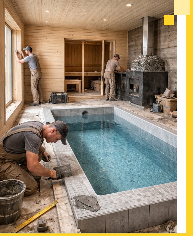 Проект бани с бассейном и сауной в Борисоглебске под ключ