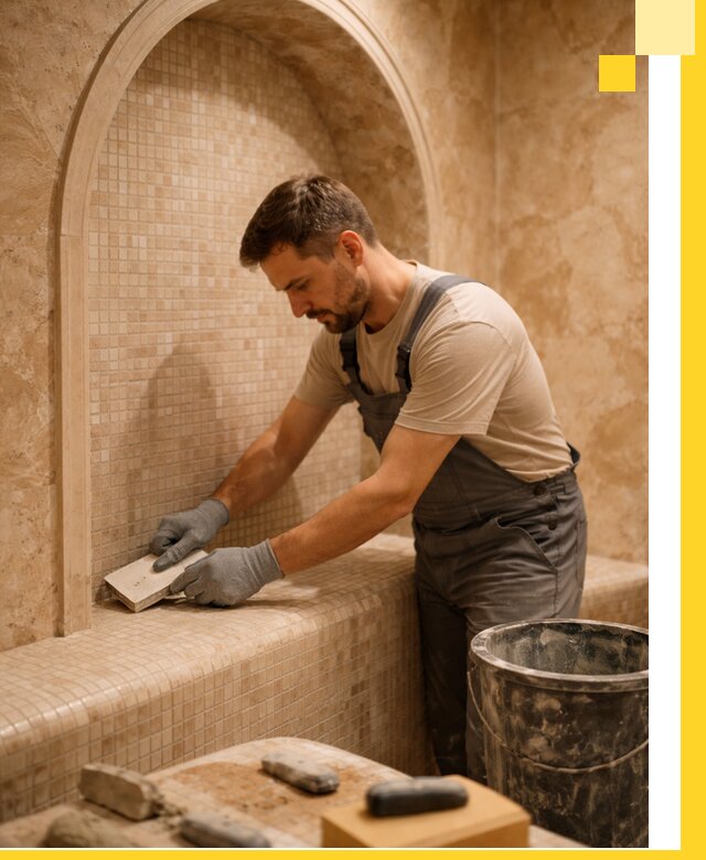 Профессиональная отделка хамамов с мозаикой под ключ в Борисоглебске