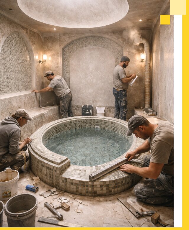 Профессиональное строительство хамама с бассейном в Борисоглебске под ключ