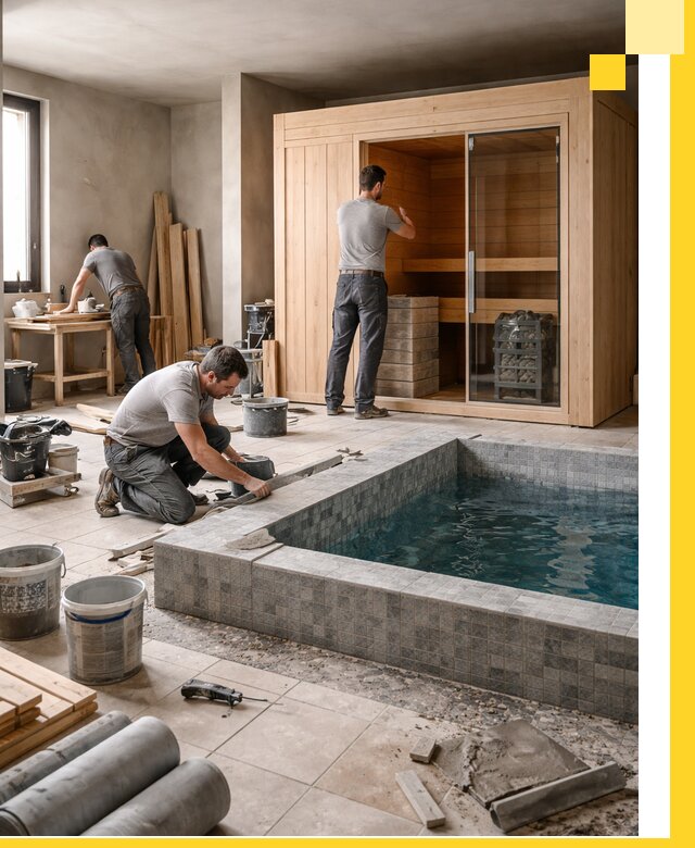 SPA зоны под ключ с бассейном сауной и печью в Борисоглебске